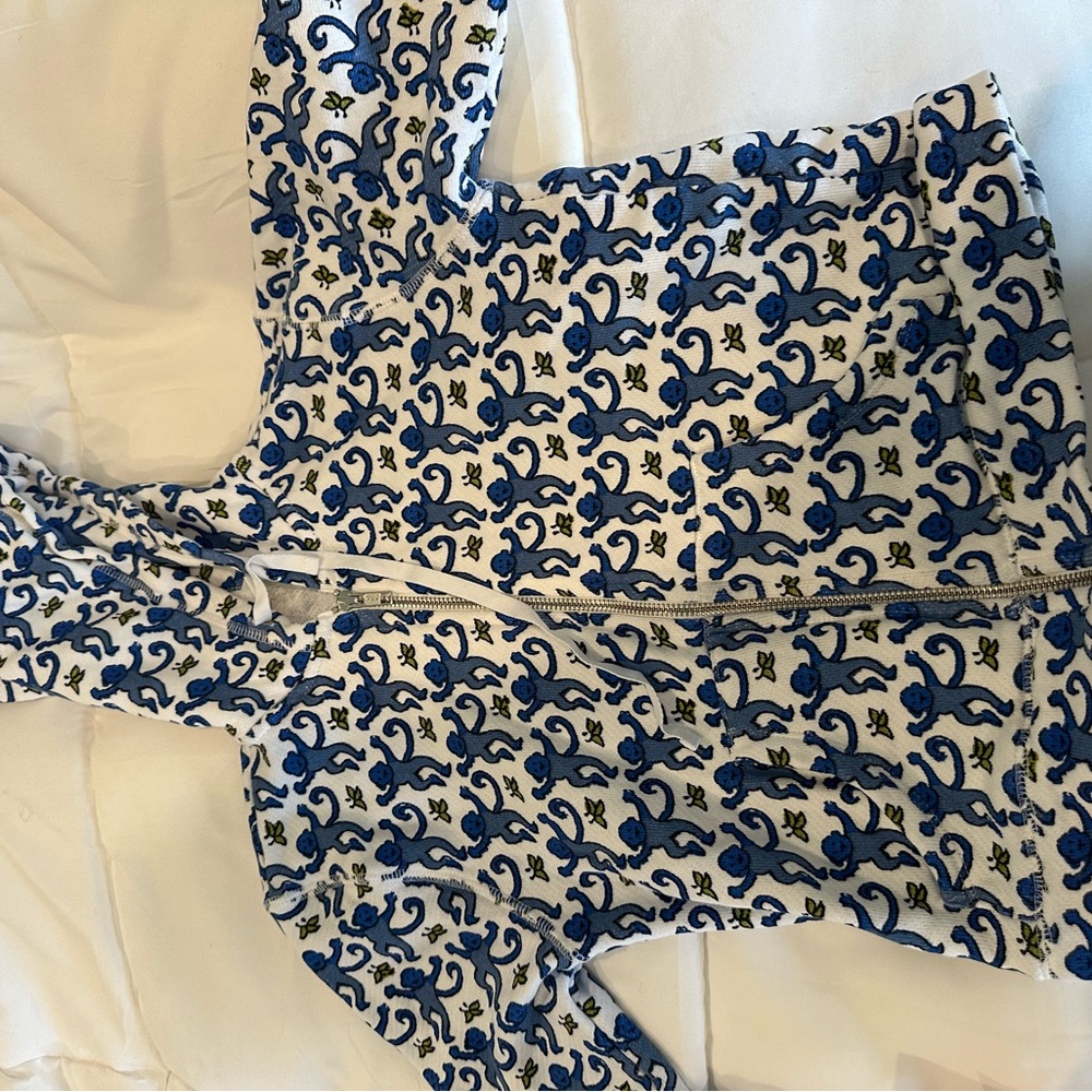 Blue and White Roller Rabbit Monkey Zip Up Hoodie. NWOT children’s size 10.